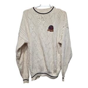 Dunbrooke Cable Knit Sweater Medium Cream Diamond Jo Players Club USA